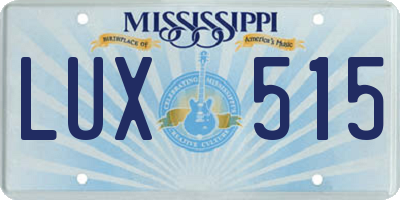 MS license plate LUX515