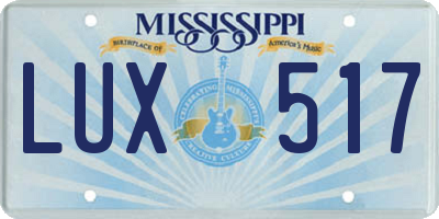 MS license plate LUX517