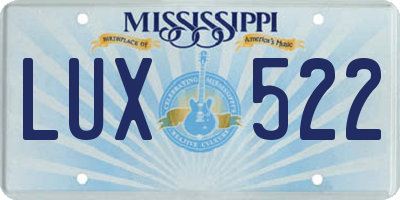 MS license plate LUX522