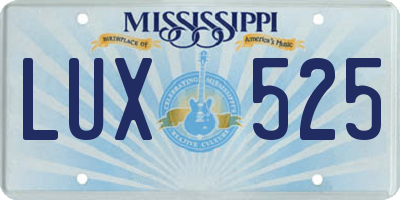 MS license plate LUX525