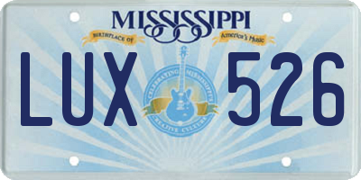 MS license plate LUX526