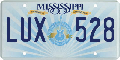 MS license plate LUX528