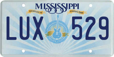 MS license plate LUX529