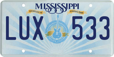 MS license plate LUX533