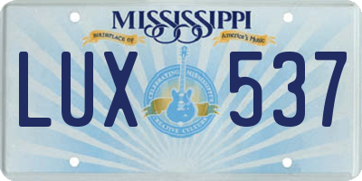MS license plate LUX537