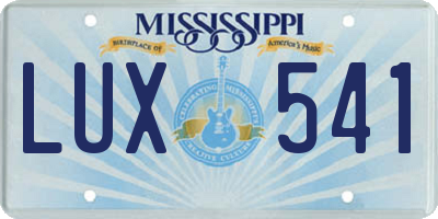 MS license plate LUX541
