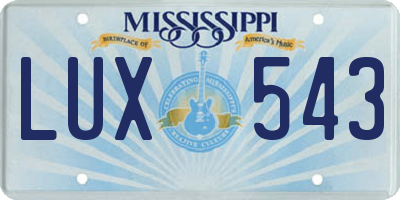 MS license plate LUX543