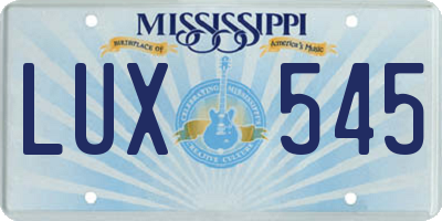 MS license plate LUX545