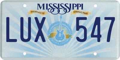 MS license plate LUX547