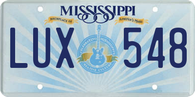 MS license plate LUX548