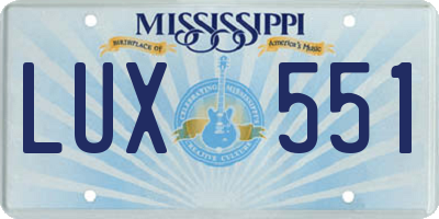 MS license plate LUX551