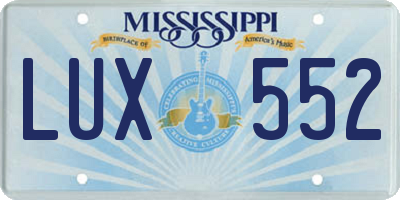MS license plate LUX552