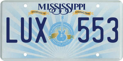 MS license plate LUX553