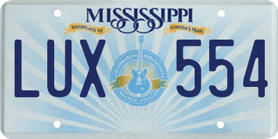 MS license plate LUX554