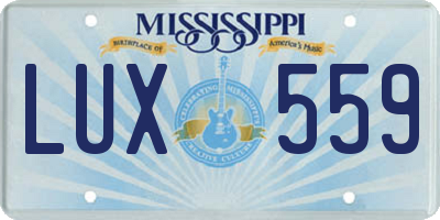 MS license plate LUX559