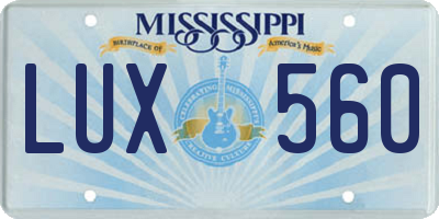 MS license plate LUX560