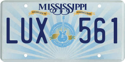 MS license plate LUX561