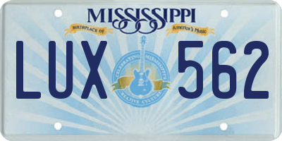 MS license plate LUX562