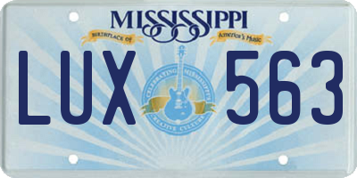 MS license plate LUX563