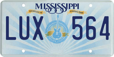 MS license plate LUX564