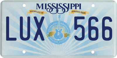 MS license plate LUX566