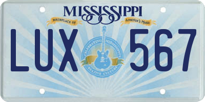 MS license plate LUX567