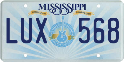 MS license plate LUX568
