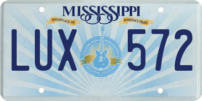 MS license plate LUX572