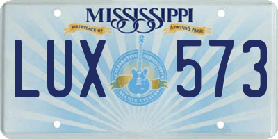 MS license plate LUX573