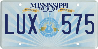 MS license plate LUX575