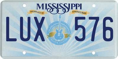 MS license plate LUX576
