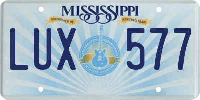 MS license plate LUX577