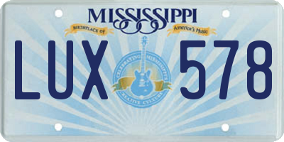 MS license plate LUX578