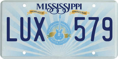 MS license plate LUX579