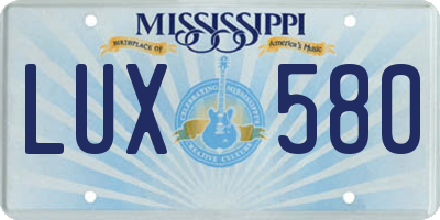 MS license plate LUX580