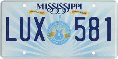MS license plate LUX581