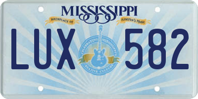 MS license plate LUX582