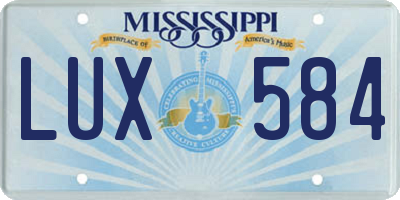 MS license plate LUX584