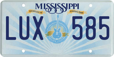 MS license plate LUX585