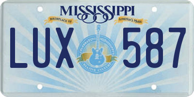 MS license plate LUX587