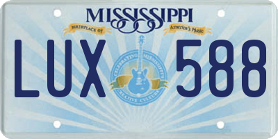 MS license plate LUX588