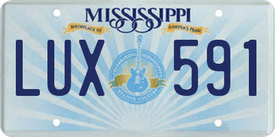 MS license plate LUX591