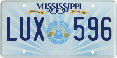 MS license plate LUX596