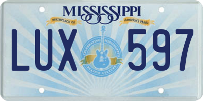 MS license plate LUX597