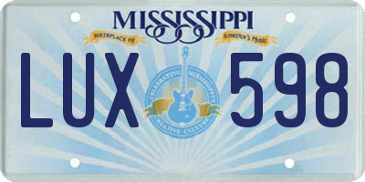 MS license plate LUX598