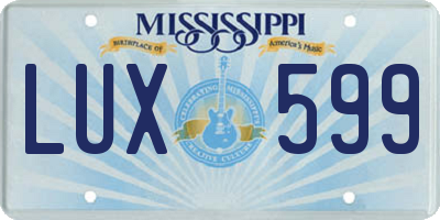 MS license plate LUX599