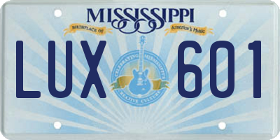 MS license plate LUX601