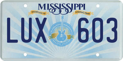 MS license plate LUX603