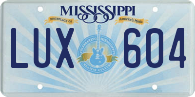 MS license plate LUX604