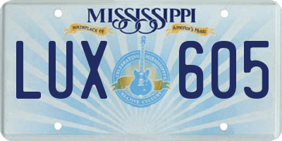 MS license plate LUX605